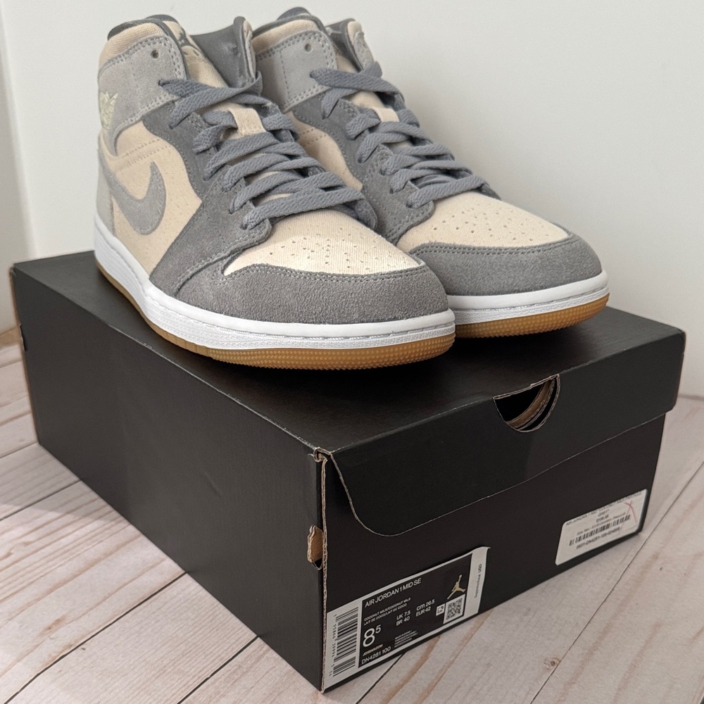 NEW Air Jordan 1 MID SE Coconut Milk Particle Grey